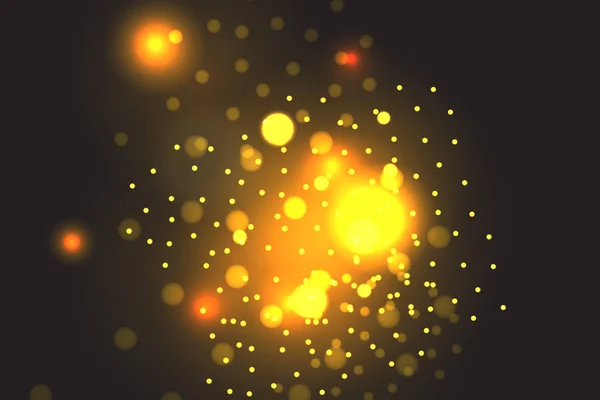 Vector Golden Particles Glowing Yellow Bokeh — Stock Vector