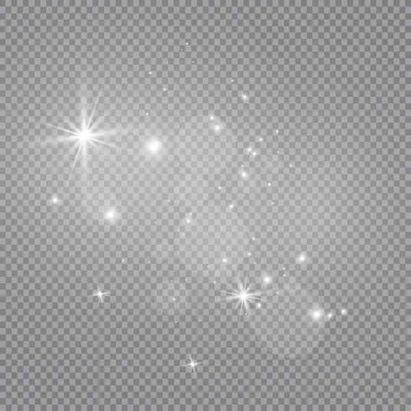 Пыль Уайт Белые Искры Золотые Звезды Сияют Особым Светом Вектор — стоковый вектор