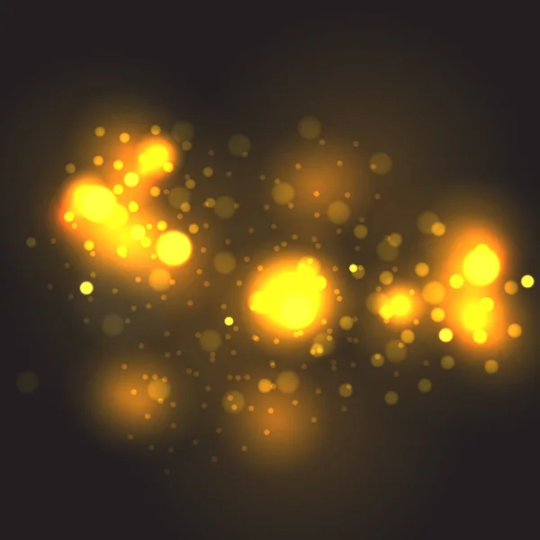 Vector Partículas Doradas Brillantes Círculos Bokeh Amarillo Abstracto Oro Fondo — Archivo Imágenes Vectoriales