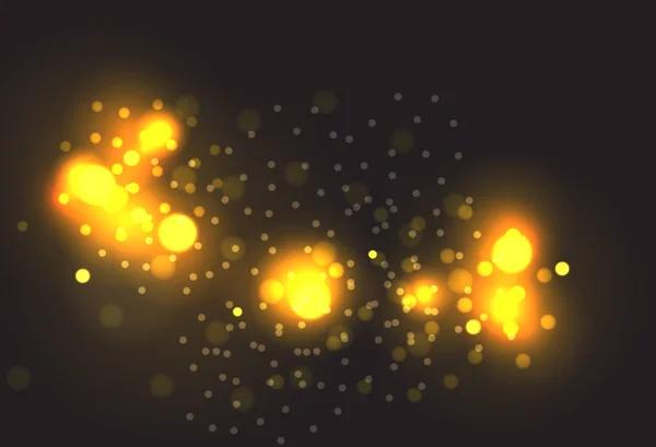 ベクトル黄金粒子 輝く黄色のボケサークル抽象的な金の贅沢な背景 — ストックベクタ