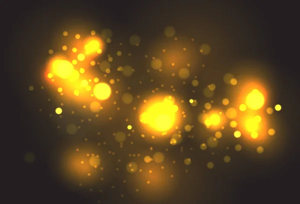 Vector Partículas Doradas Brillantes Círculos Bokeh Amarillo Abstracto Oro Fondo — Archivo Imágenes Vectoriales