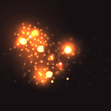Altın parçacıklar. Parlak sarı bokeh daireler soyut altın lüks arka plan