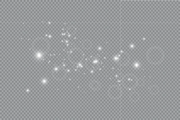 灰尘是白色的 白色的火花和金色的星星闪耀着特别的光芒 在透明的背景下闪闪发光 圣诞节抽象图案 闪闪发光的神奇尘埃颗粒 — 图库矢量图片