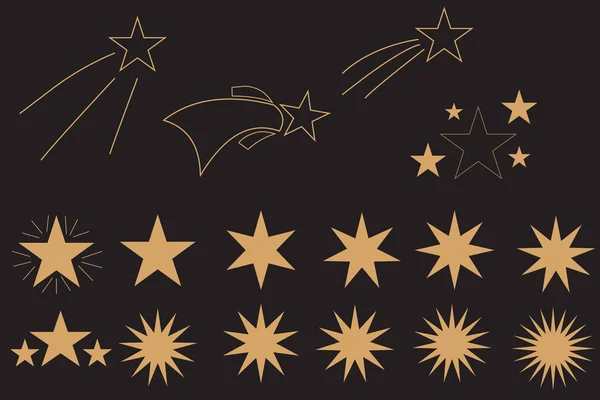 Karanlık Bir Arka Plan Üzerinde Güzel Yıldızlar Düşen Altın Yıldız — Stok Vektör