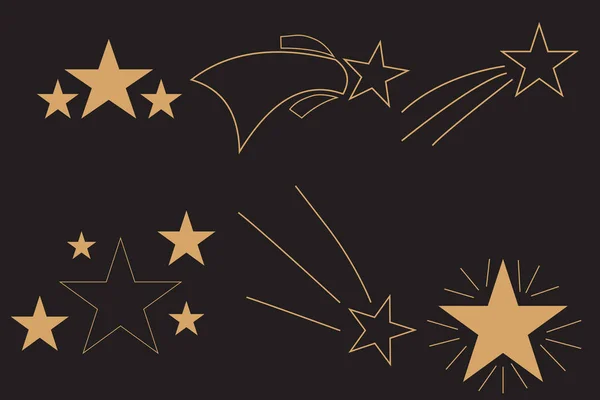 Karanlık Bir Arka Plan Üzerinde Güzel Yıldızlar Düşen Altın Yıldız — Stok Vektör