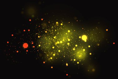 Altın parçacıklar. Parlak sarı bokeh daireler soyut altın lüks arka plan