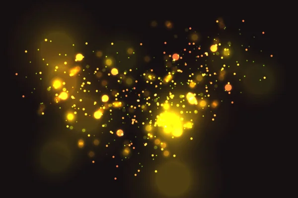 Golden Particles Glowing Yellow Bokeh Circles Abstract Gold Luxury Background — Stock Vector