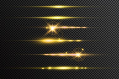 Parlak ışık efektli soyut çizgiler. Özel ışık efekti. Şeffaf arkaplanda parlak çizgiler. Çizgi vektörü.