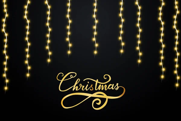 Julbelysning Isolerade Realistiska Designelement Glödande Ljus För Xmas Holiday Gratulationskort — Stock vektor