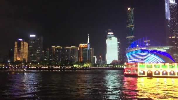 2019 Ghuangzhou China Barco Turístico Turístico Que Viaja Rio Das — Vídeo de Stock