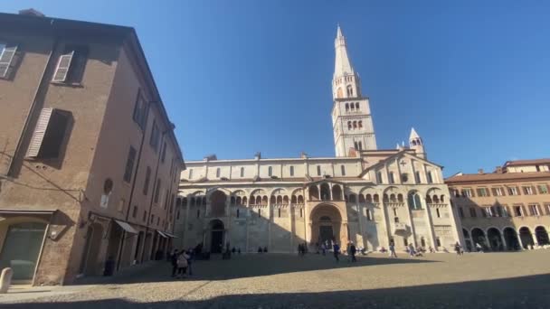 Μόντενα Ιταλία Μια Άποψη Της Piazza Grande Duomo Καθολική Μητρόπολη — Αρχείο Βίντεο