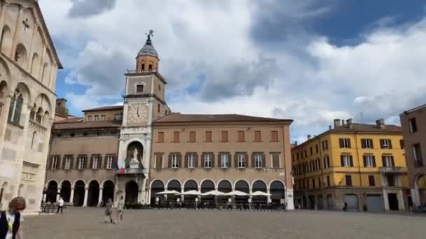 Modena Hyperlapse Της Piazza Grande Duomo Καθολικό Καθεδρικό Ναό Καμπαναριό — Αρχείο Βίντεο