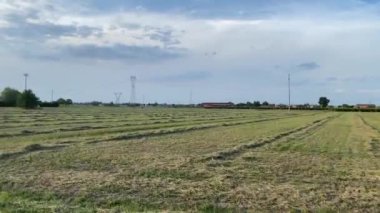 Kırsaldaki tarlalar ve çayırlar. İnsan tarımı ve doğal yaşam kavramı