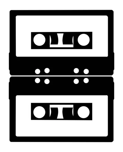 Sylwetka Obrazu Dwóch Kaset Audio Izolowanych Białym Tle — Zdjęcie stockowe