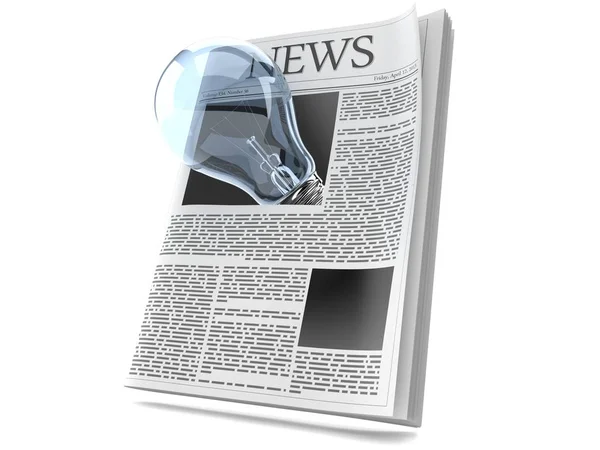 Newspaper with Light bulb — Stock Photo, Image