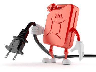 Elektrikli fiş tutan benzinli kutu karakteri
