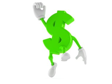 Dolar karakteri sevinç içinde atlama