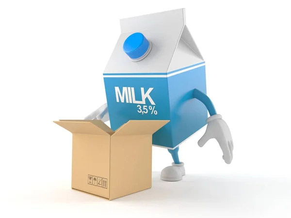 Caráter da caixa de leite com caixa aberta — Fotografia de Stock