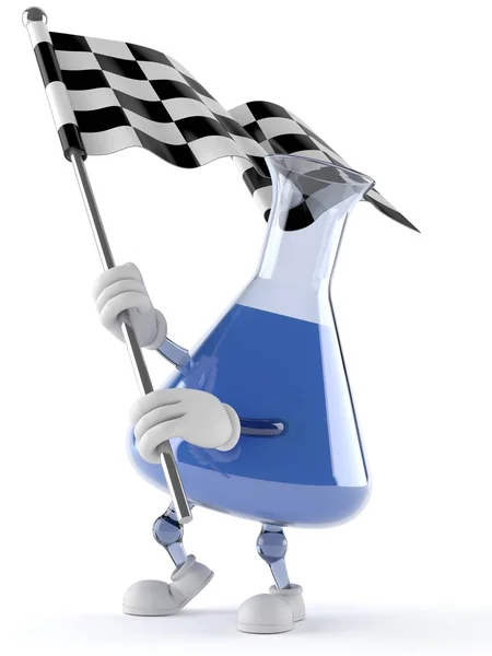 Personaje del frasco de química con bandera de carreras —  Fotos de Stock