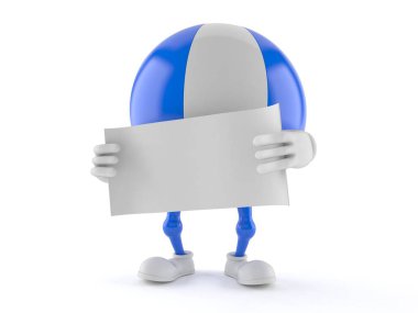 Boş kağıt tutan plaj topu karakteri