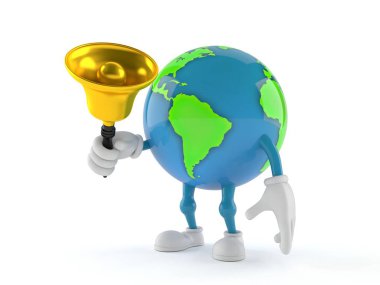 Dünya karakteri bir handbell zili çalıyor
