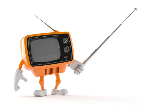 Retro Tv karakter tutma işaretçi sopa — Stok fotoğraf