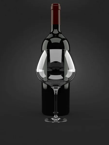 Wine glass with wine bottle — Stock Photo, Image