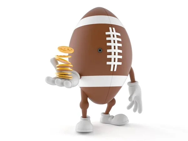 Rugby character with coins — Stock Photo, Image