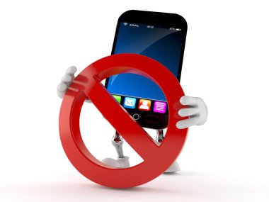 Yasak işareti ile Akıllı telefon karakteri
