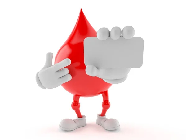 Blod droppe tecken håller tomt visitkort — Stockfoto