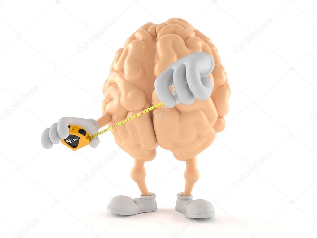 Brain character holding measuring tape