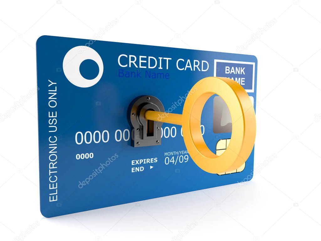 Credit card with golden key