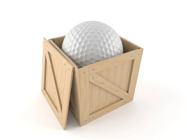 Krat met golfbal — Stockfoto