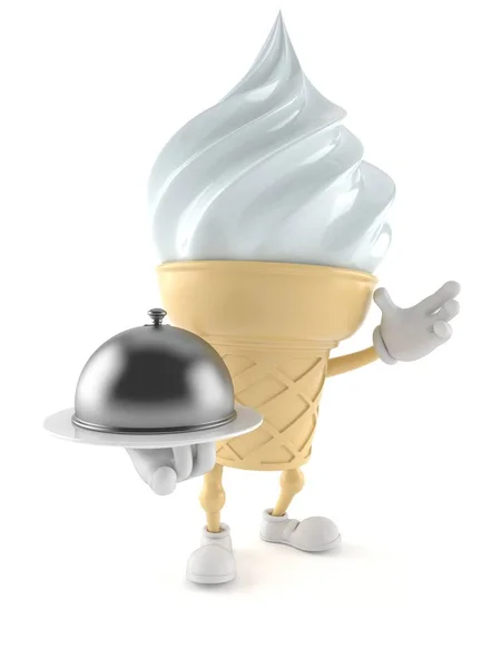 케이터링 돔을 들고 있는 아이스크림 캐릭터 — 스톡 사진