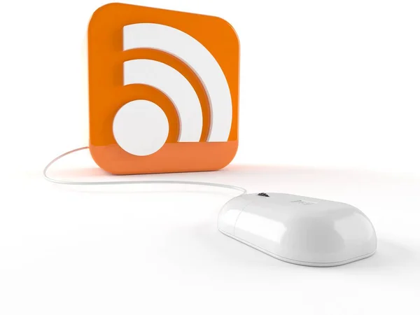 Icono RSS con ratón —  Fotos de Stock