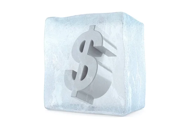 Dólar em cubo de gelo — Fotografia de Stock