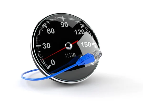 Tachometer with network cable — Stock Photo, Image