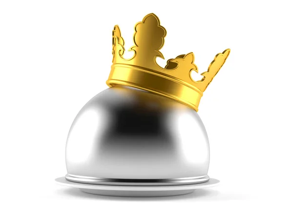 银色餐饮圆顶带皇冠 — 图库照片