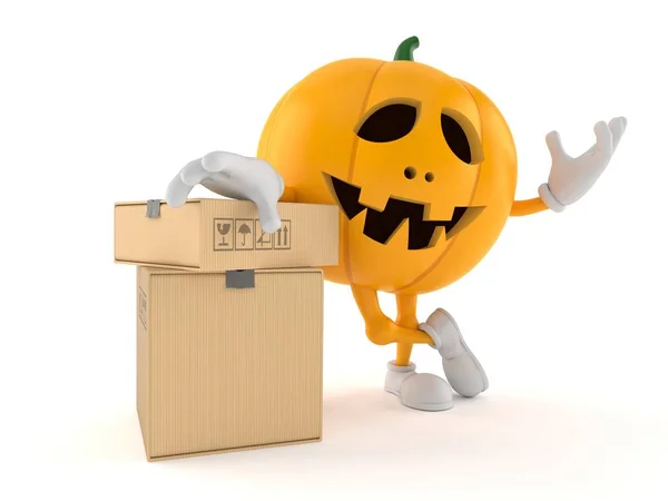 Personagem de abóbora de Halloween com caixas — Fotografia de Stock