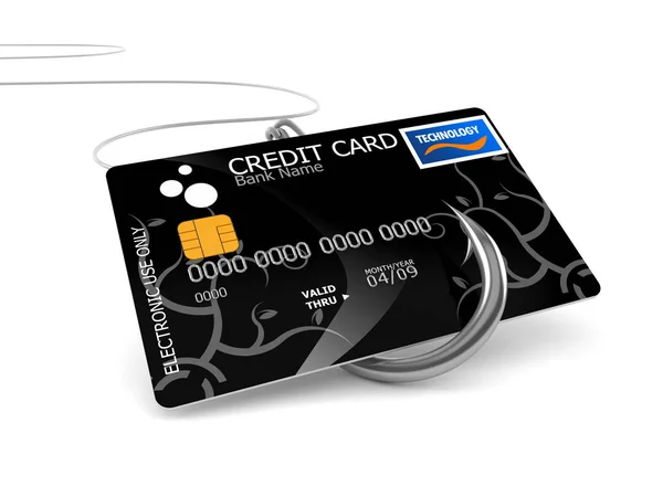 Credit Card met Fishing Hook — Stockfoto