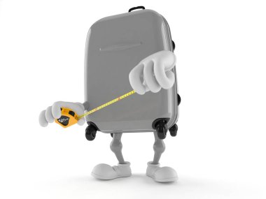 Ölçüm bandı tutan bavul karakteri