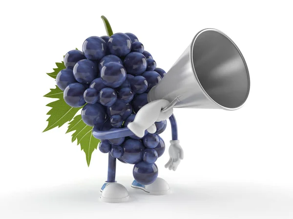 Персонаж винограда говорит через мегафон — стоковое фото