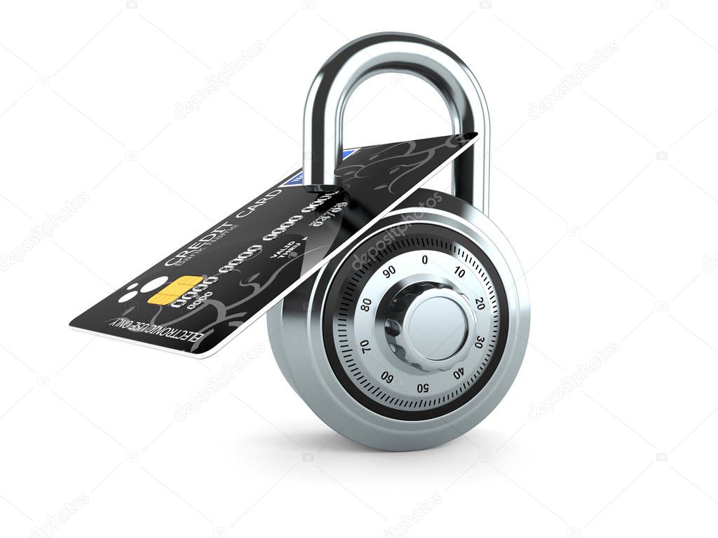 Credit card with padlock