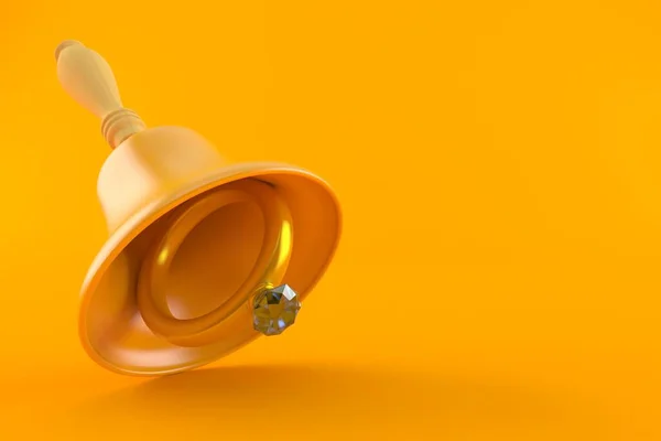 オレンジ色の背景に隔離された手のベルとの婚約指輪 3Dイラスト — ストック写真