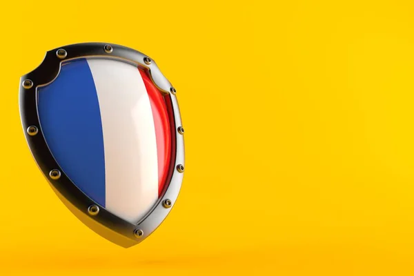 Schild Met Franse Vlag Geïsoleerd Oranje Achtergrond Illustratie — Stockfoto