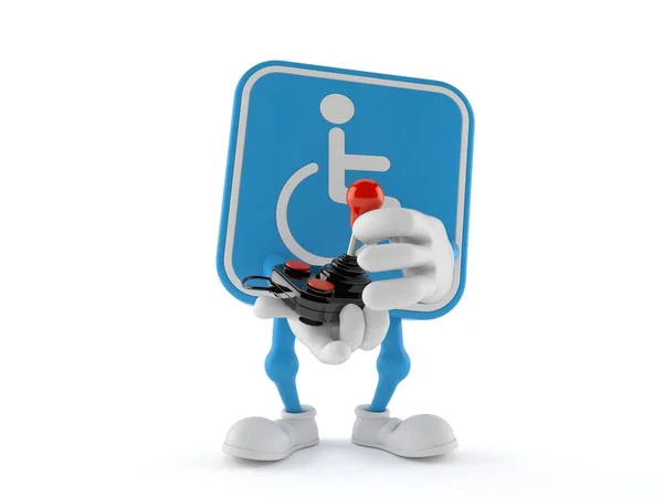 Handicapped Character Holding Retro Joystick Isolated White Background Illustration — Stock Photo, Image