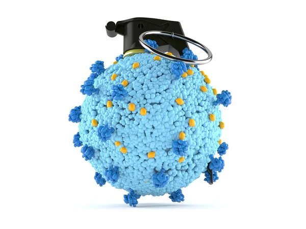 带有手榴弹引信的病毒 在白色背景上分离 3D说明 — 图库照片