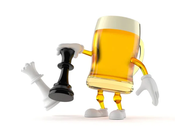 Bierfigur Spielt Schach Isoliert Auf Weißem Hintergrund Illustration — Stockfoto