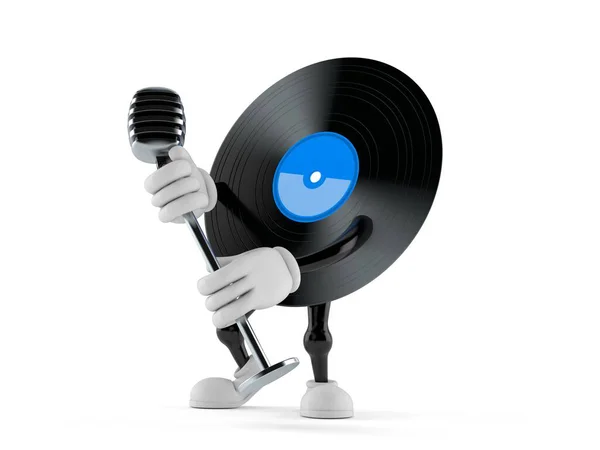 Beyaz Arka Planda Izole Edilmiş Bir Şekilde Mikrofona Şarkı Söyleyen — Stok fotoğraf