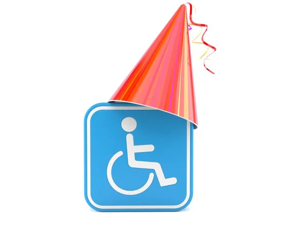 Handicap Symbool Met Feestmuts Geïsoleerd Witte Achtergrond Illustratie — Stockfoto